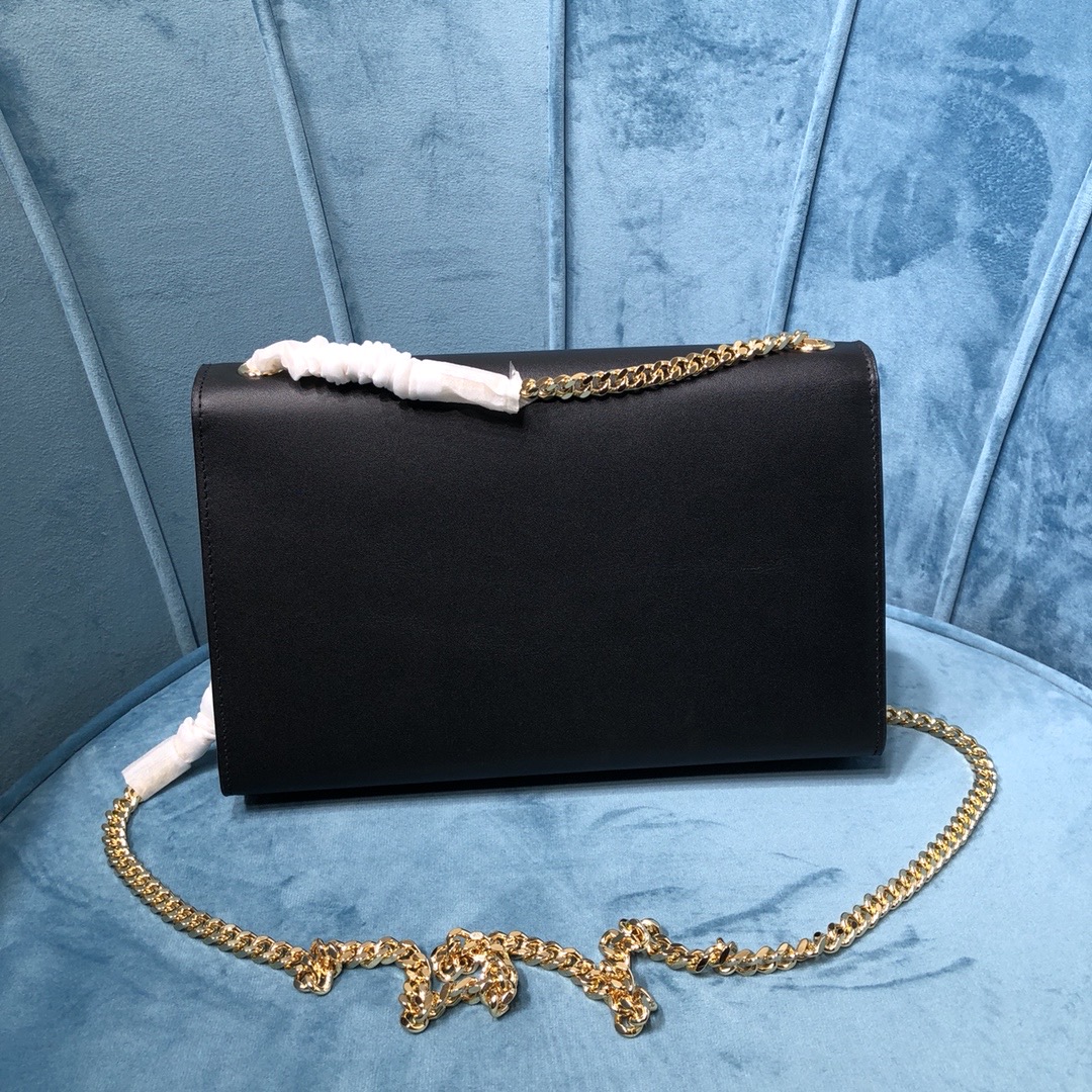 Sa1nt Lau*nt Kate Medium Chain Bag With Tassel In Grain De Poudre Black For Women 9.4in/24cm Y51 354119BOW0J1000