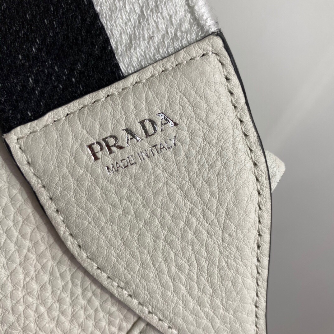 Pra*a Mini Shoulder Bag White For Women, Women’s Bags 7.9in/20cm