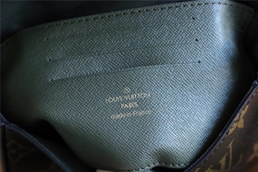 L0vis Vvtt0n Felicie Strap & Go Monogram Canvas Khaki Green For Women, Women’s Wallets 6.7in/17cm LV M80091