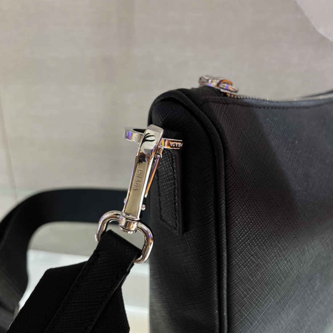 Pra*a Re-Nylon And Saffiano Shoulder Bag Black For Women, Women’s Bags 9.4in/24cm 2VH113_2DMH_F0002_V_OOP