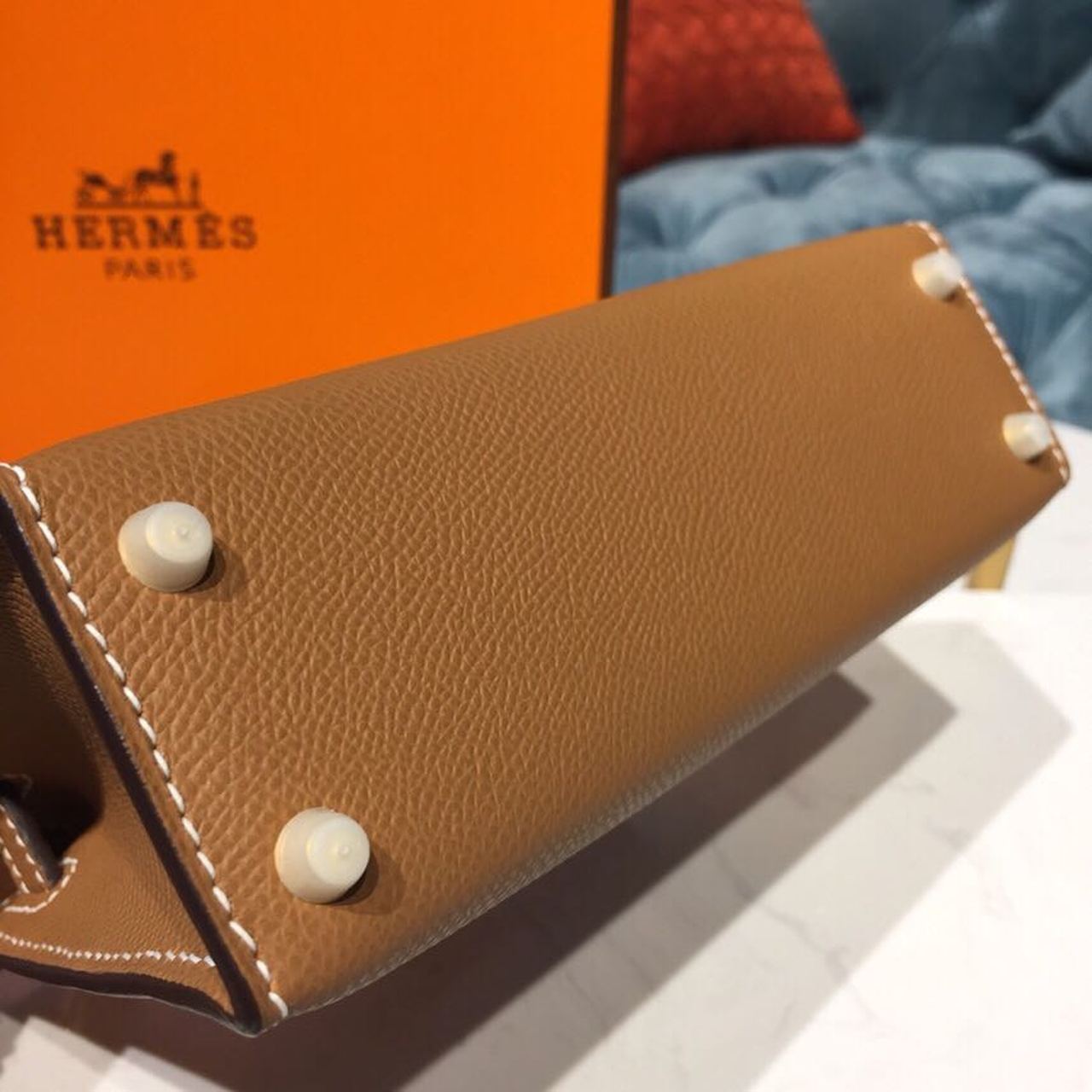 H**me5 Mini Kelly Gold For Women Gold Toned Hardware 7.5in/19cm