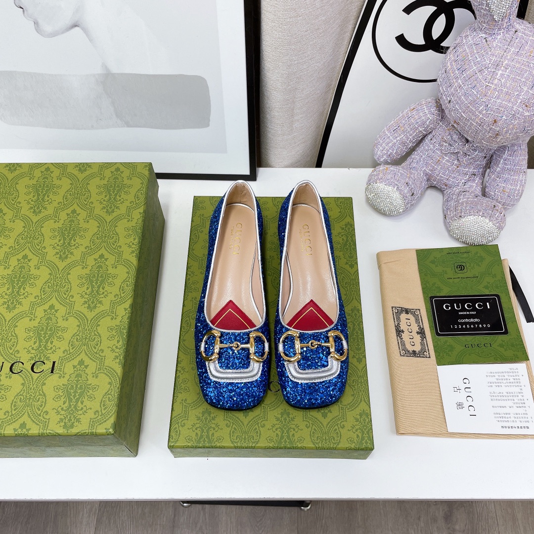 Gvc*1 Lovelight Crystal Ballet Flat With Horsebit Blue For Women GG