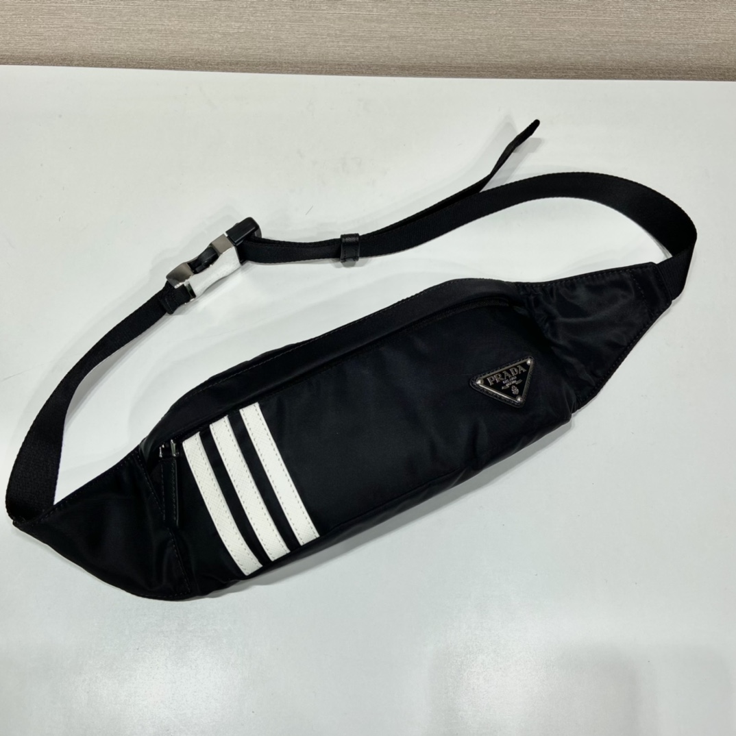 Pra*a Re-Nylon And Saffiano Belt Bag Black For Women, Women’s Bags 10.2in/26cm 2VL034_1WQ8_F0002_V_ADS