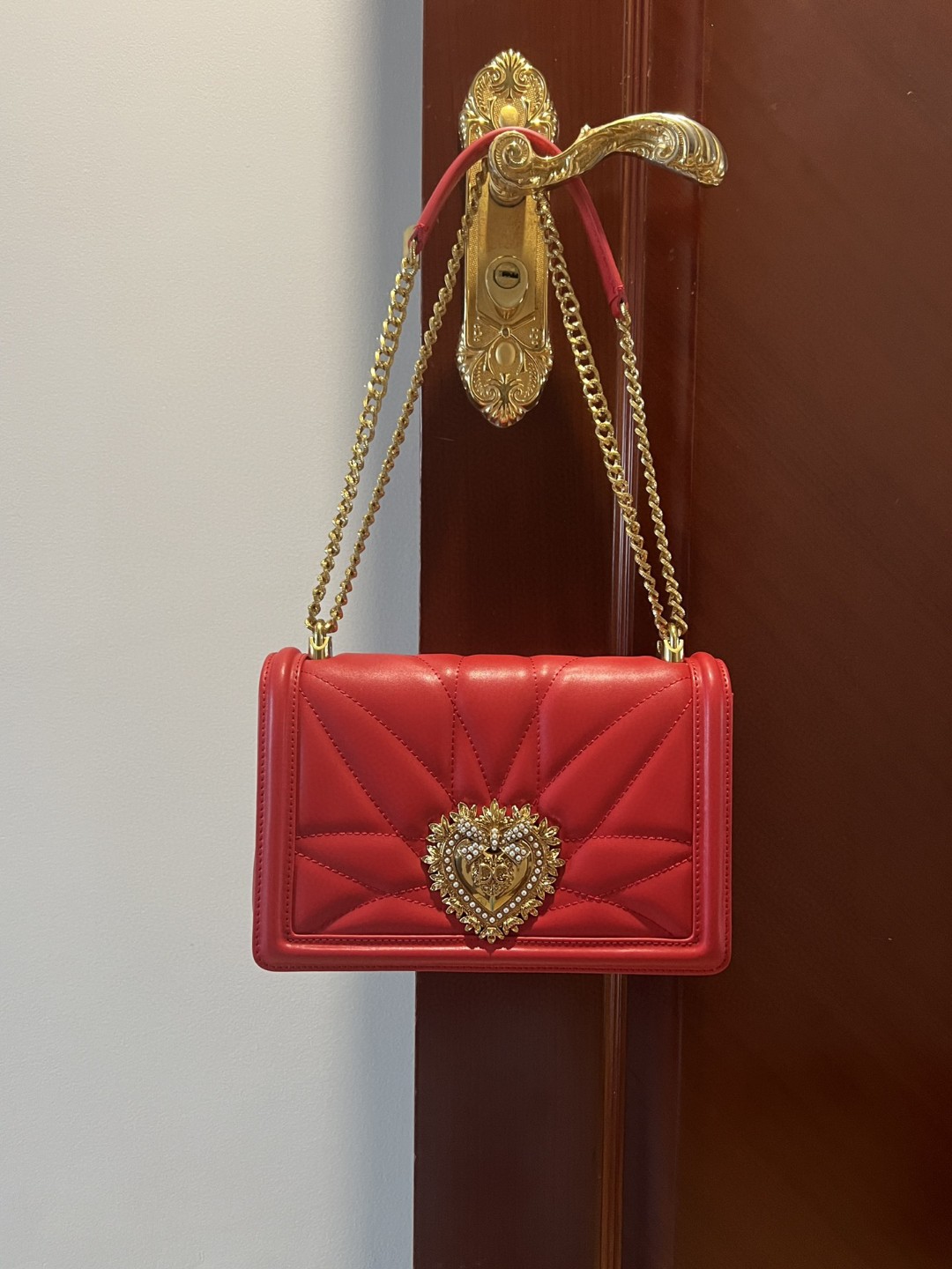 Dolce & Gabbana Large Devotion Bag In Quilted Nappa Red For Women 10in/26cm DG BB6651AV96787124