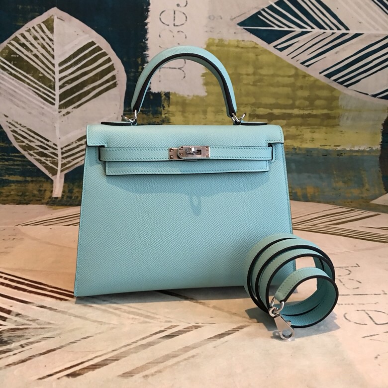 H**me5 Kelly Light Blue For Women Silver Toned Hardware 10in/25cm
