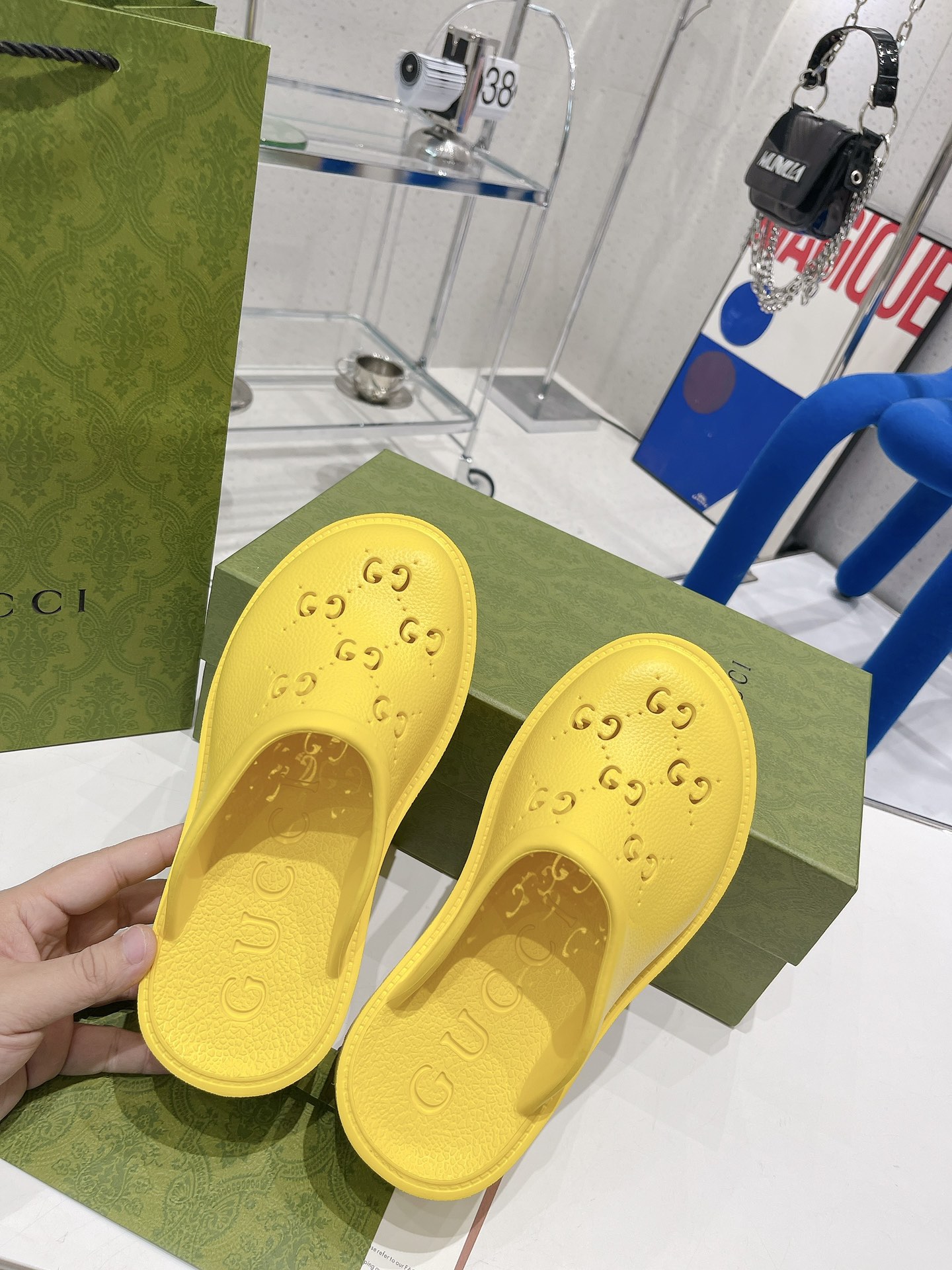 Gvc*1 Women’s Platform Perforated G Sandal Yellow For Women GG