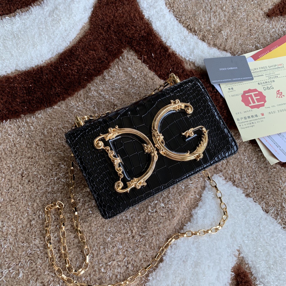 Dolce & Gabbana DG Girls Cross Body Bag Black For Women 8.3in/21cm DG