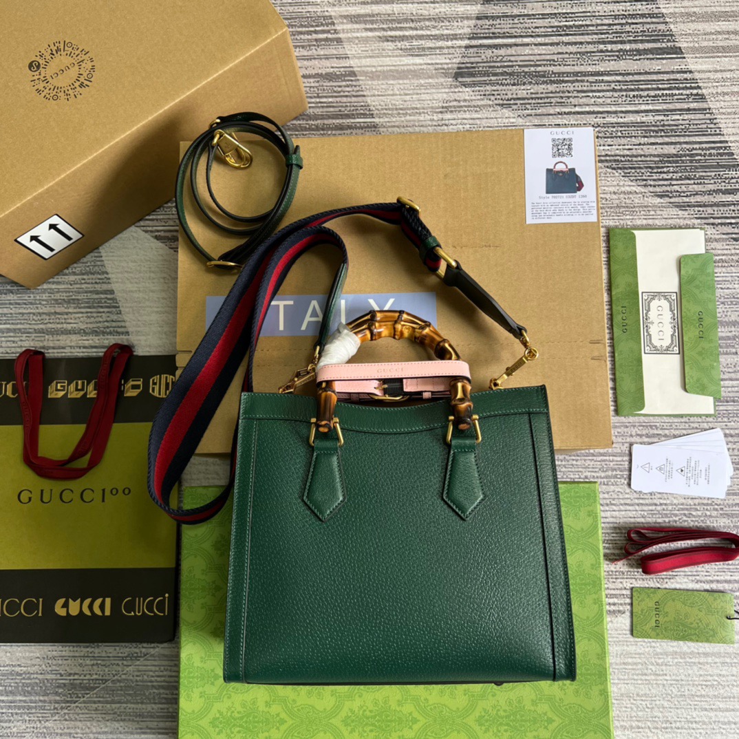 Gvc*1 Diana Medium Tote Bag Green For Women, Women’s Bags 11in/27cm GG 
