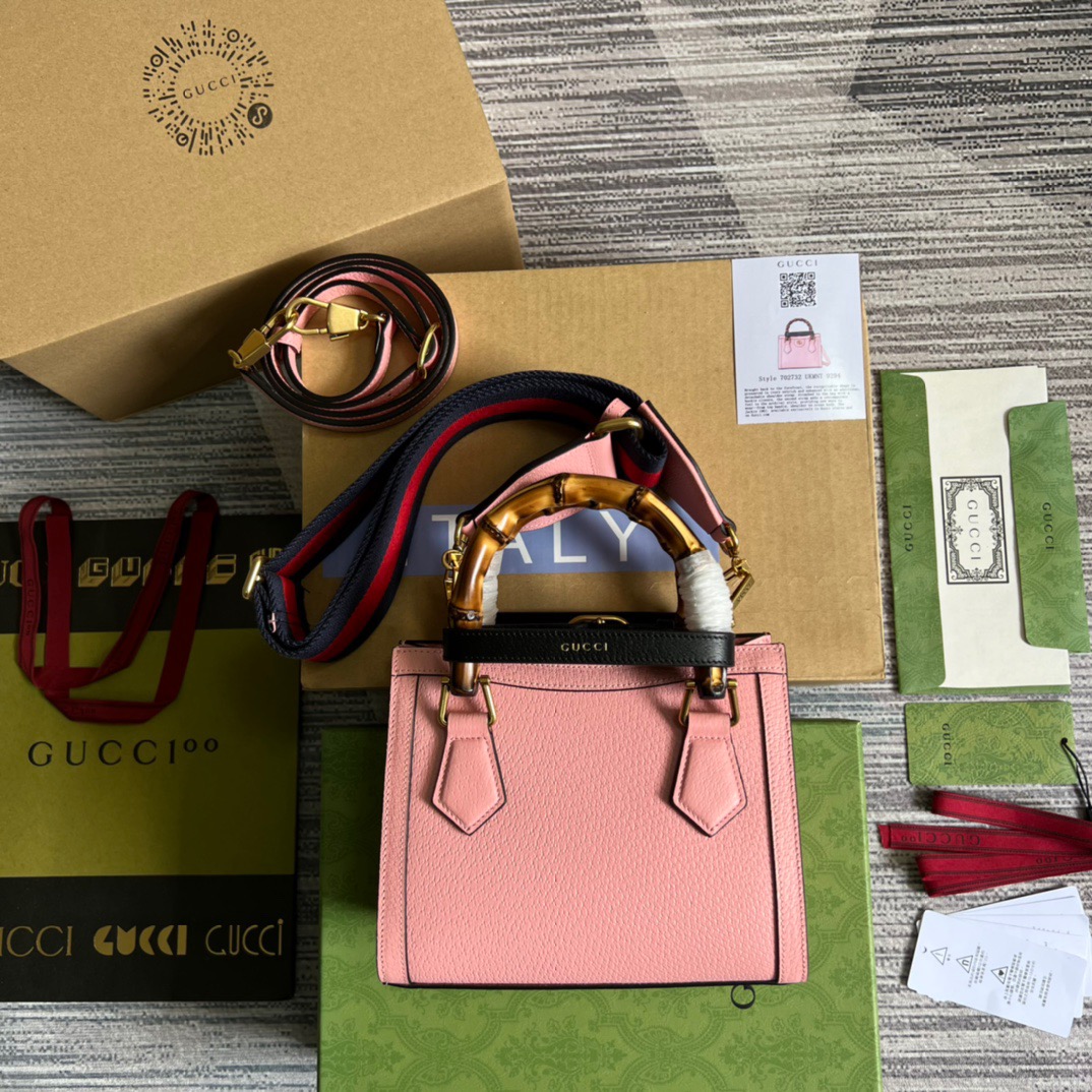 [True-to-ORIGINAL] Gvc*1 Diana Mini Tote Bag Pink For Women, Women’s Bags 7.9in/20cm GG ‎702732 U3ZDT 5479