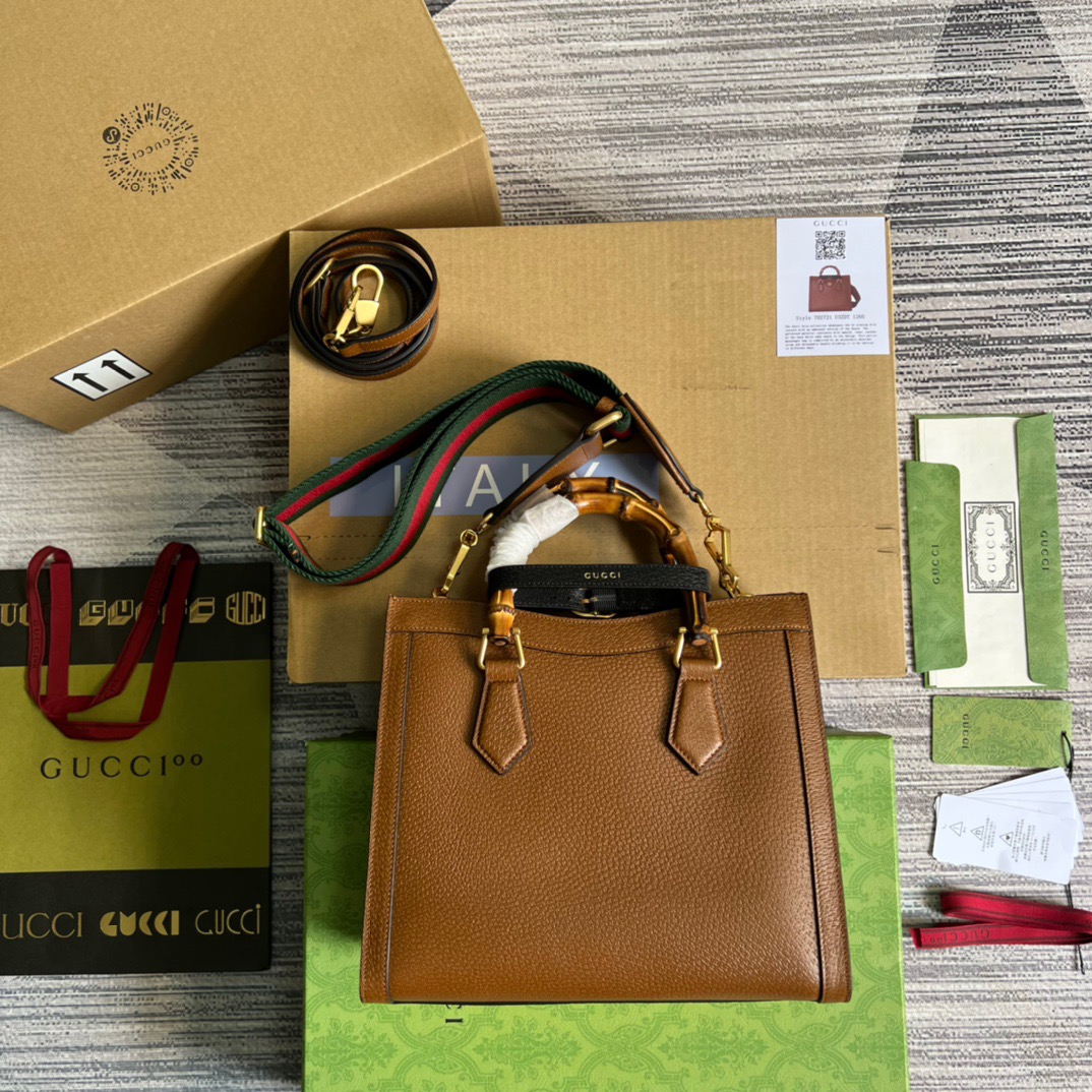 Gvc*1 Diana Medium Tote Bag Brown For Women, Women’s Bags 11in/27cm GG