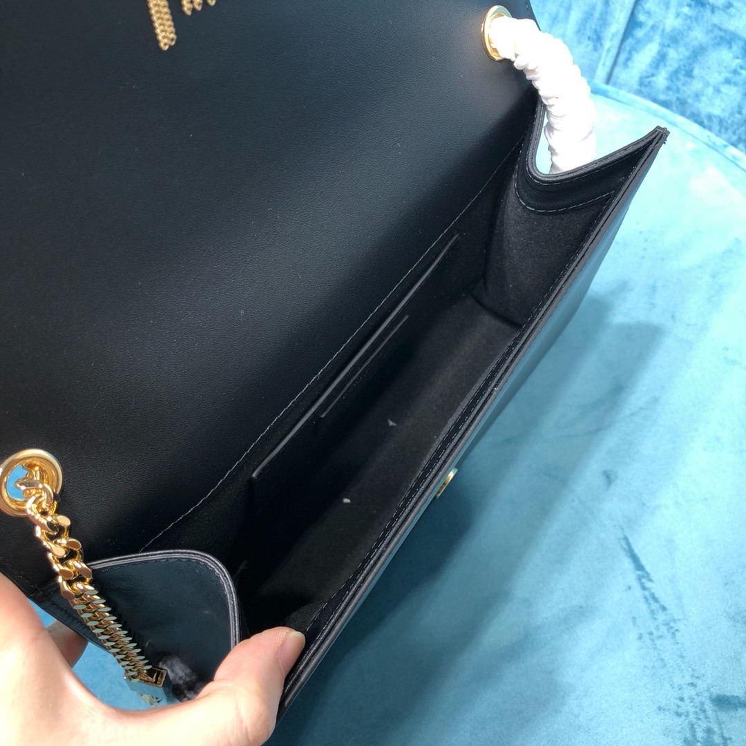 Sa1nt Lau*nt Kate Medium Chain Bag With Tassel In Grain De Poudre Black For Women 9.4in/24cm Y51 354119BOW0J1000