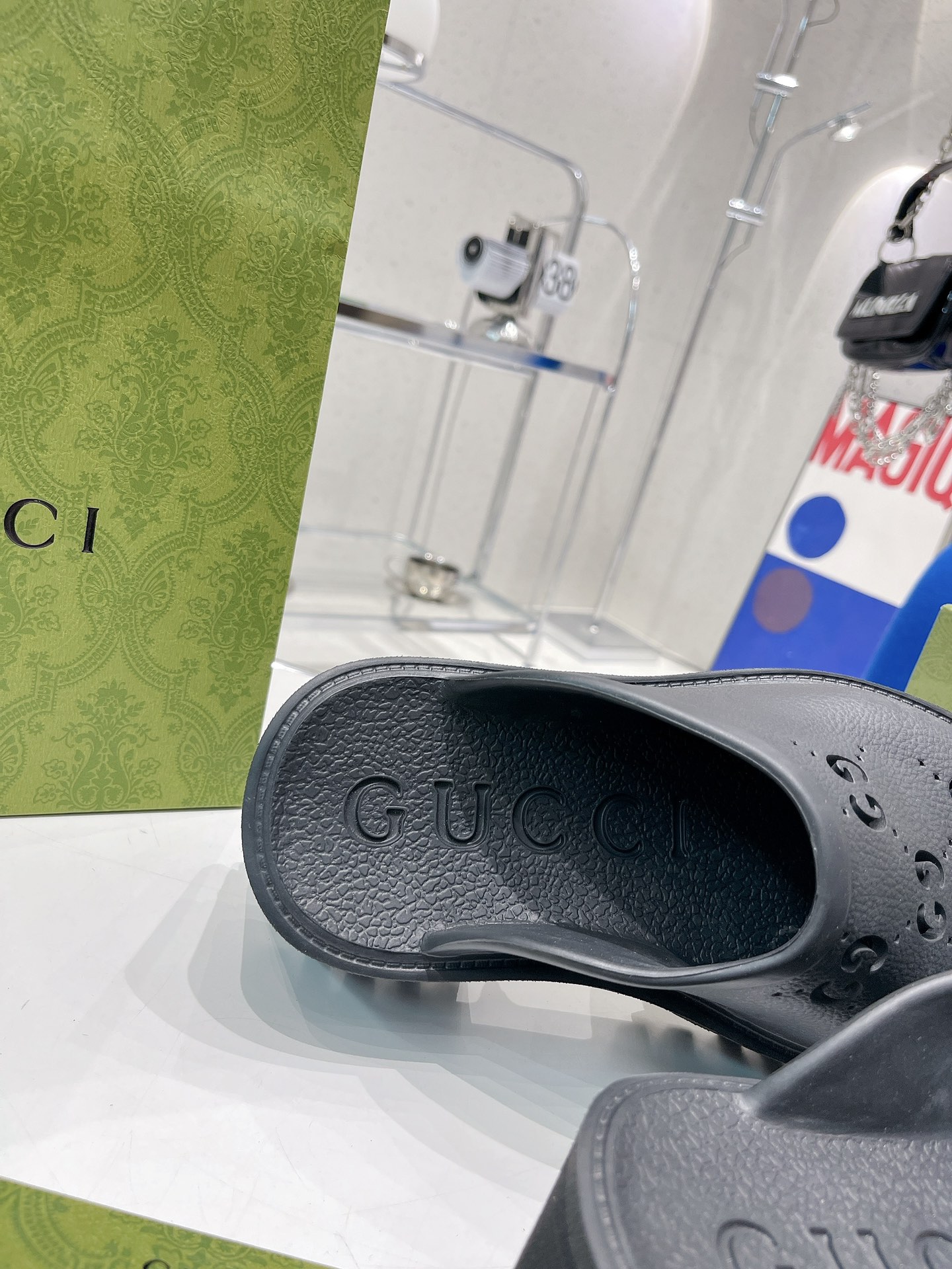 Gvc*1 Women’s Platform Perforated G Sandal Black For Women GG ‎663577 JFB00 1000