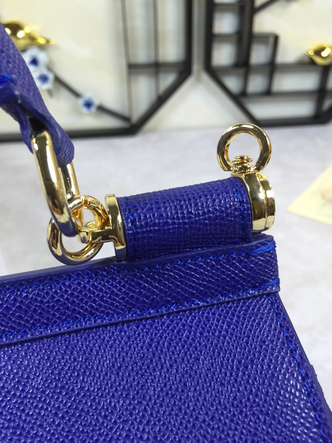 Dolce & Gabbana Medium Sicily Handbag In Dauphine Dark Blue For Women 10.2in/26cm DG