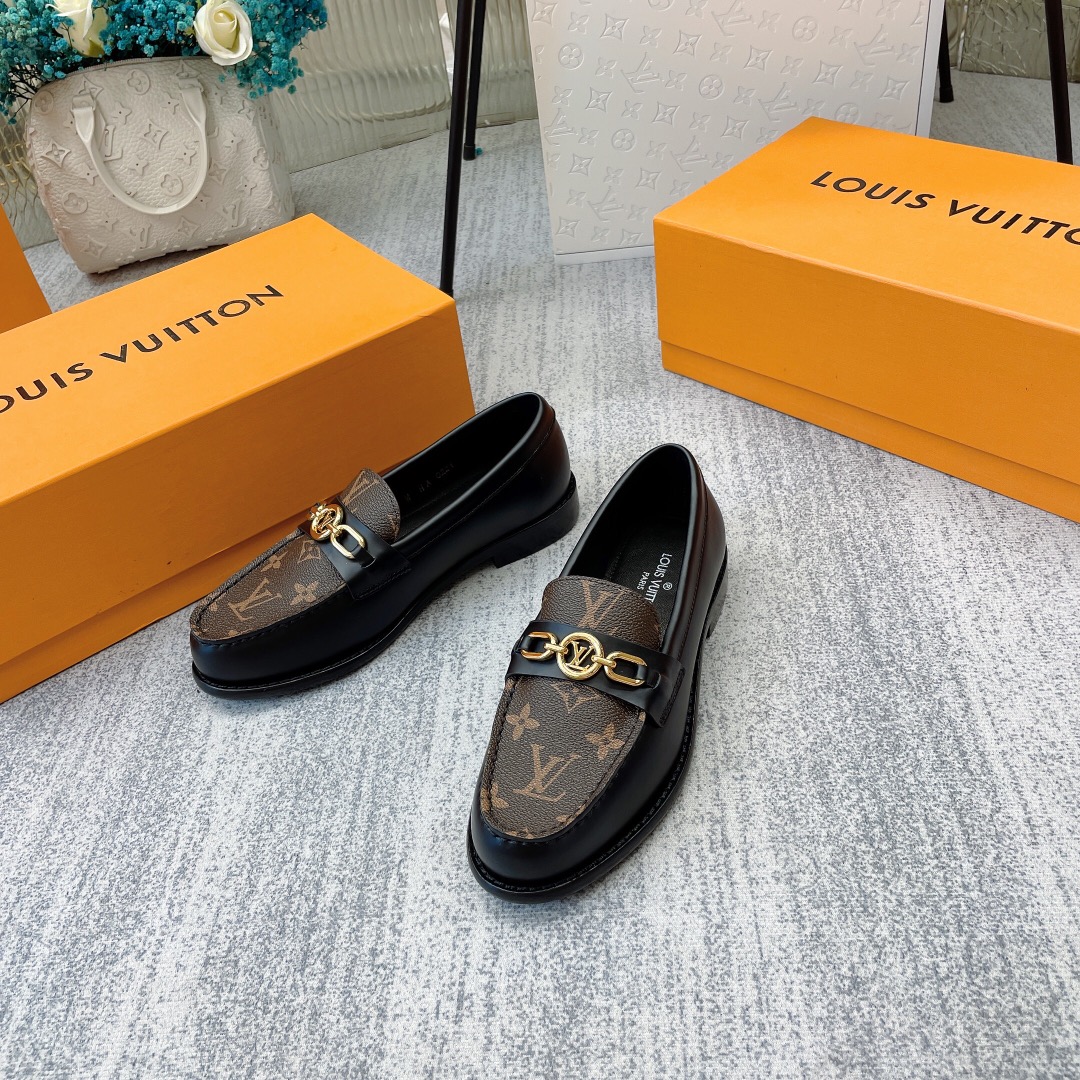 L0vis Vvtt0n Women’s Chess Flat Loafe Black And Brown For Women LV