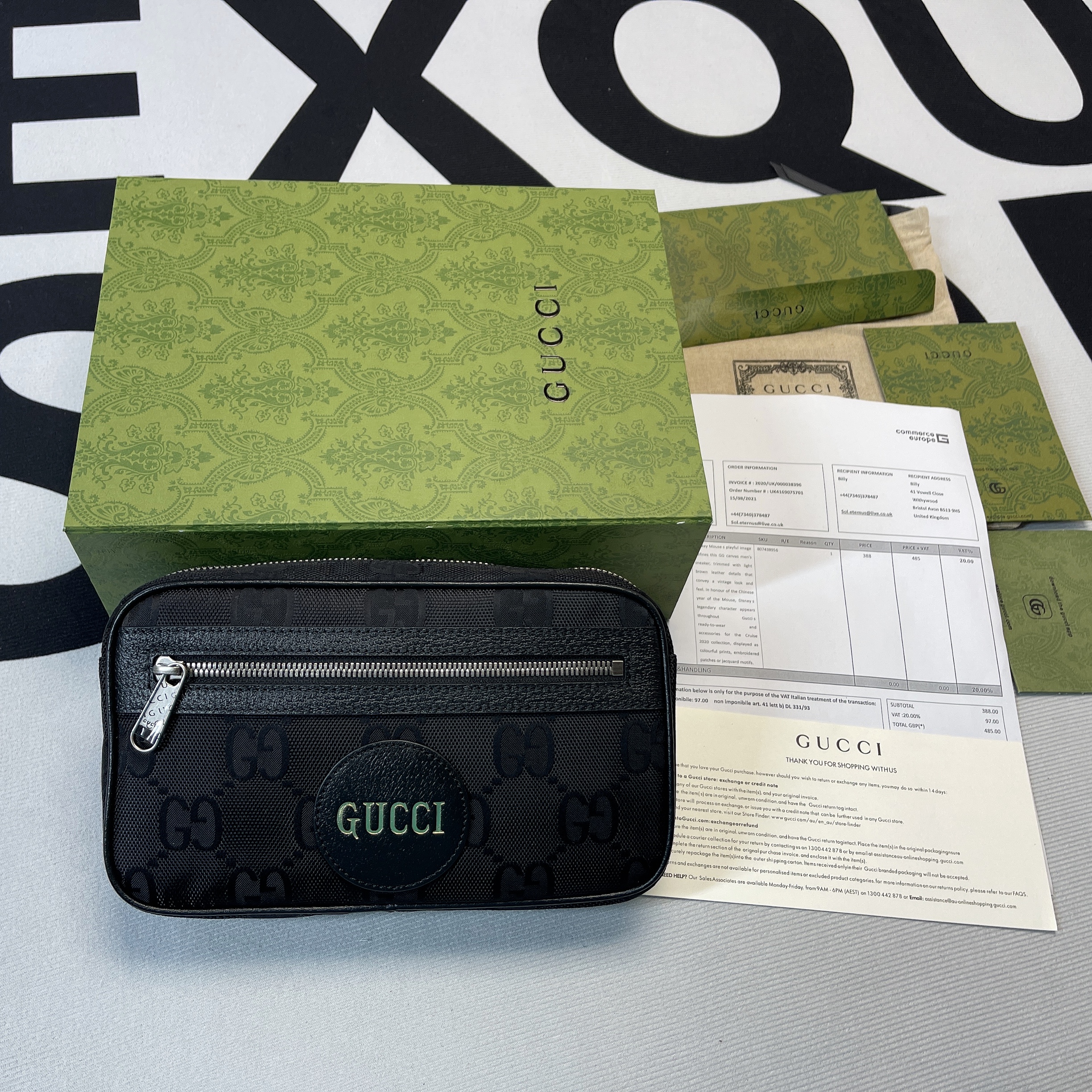 Gvc*1 Gvc*1 Off The Grid Belt Bag Black GG ECONYL® For Men 9.5in/24cm GG 631341 H9HBN 1000