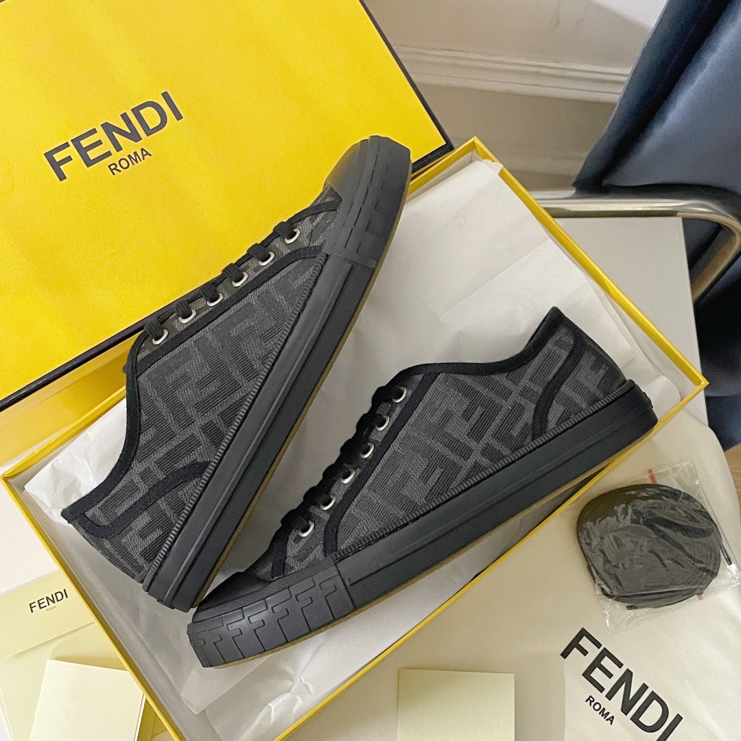 F**di Domino Black FF Fabric Low-Tops For Women
