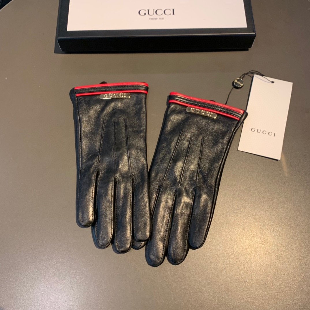 Gvc*1 Gloves With Signature Double G Motif In Black