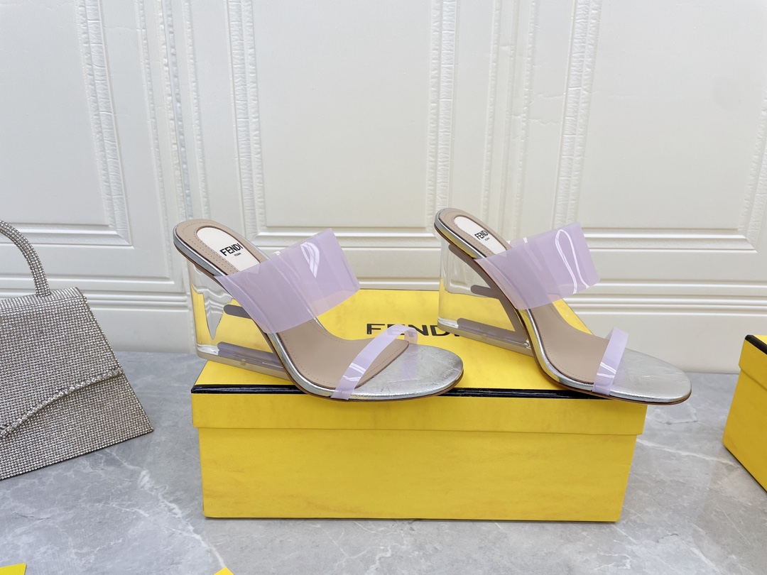 F**di First Violet Transparent High-Heeled Sandals For Women