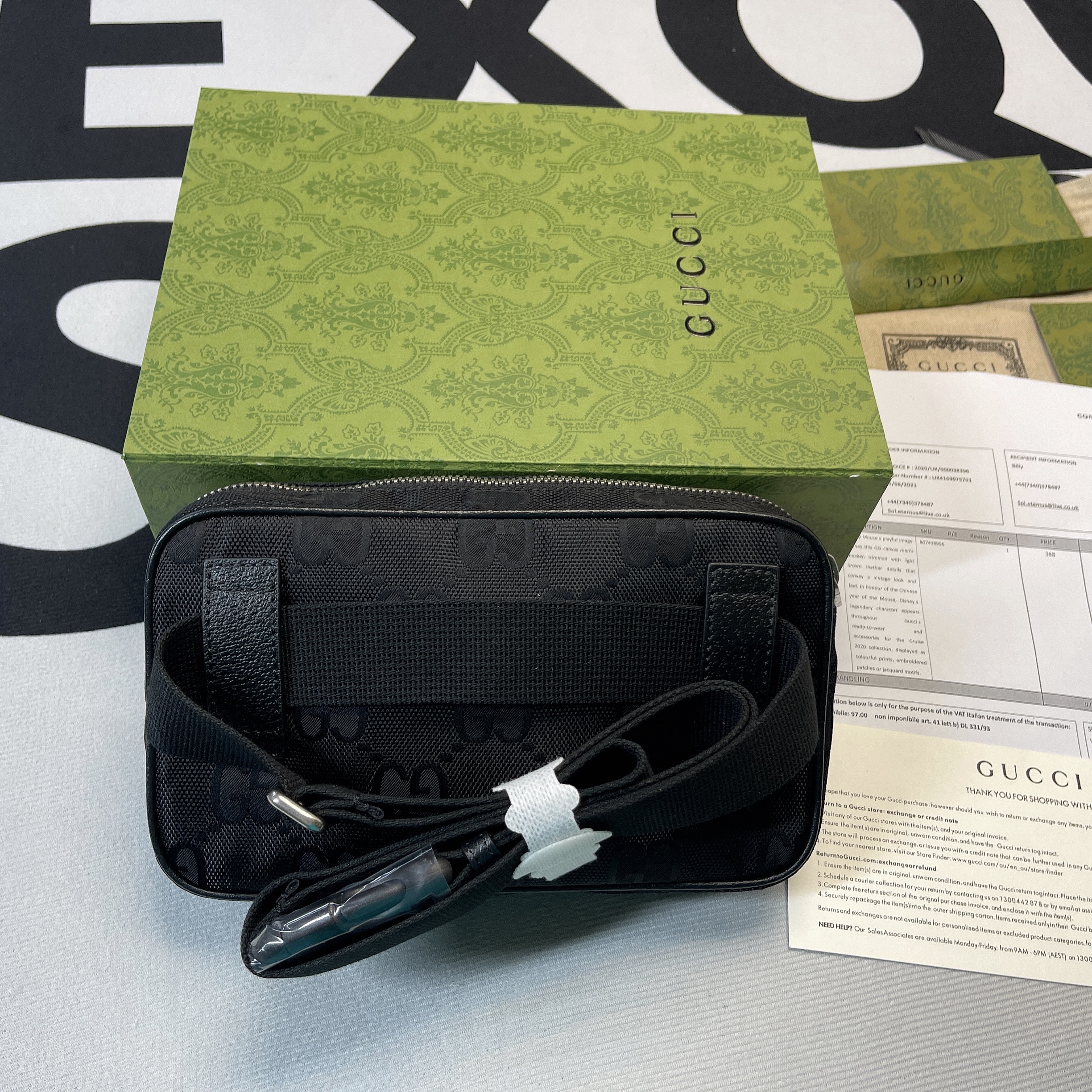 Gvc*1 Gvc*1 Off The Grid Belt Bag Black GG ECONYL® For Men 9.5in/24cm GG 631341 H9HBN 1000