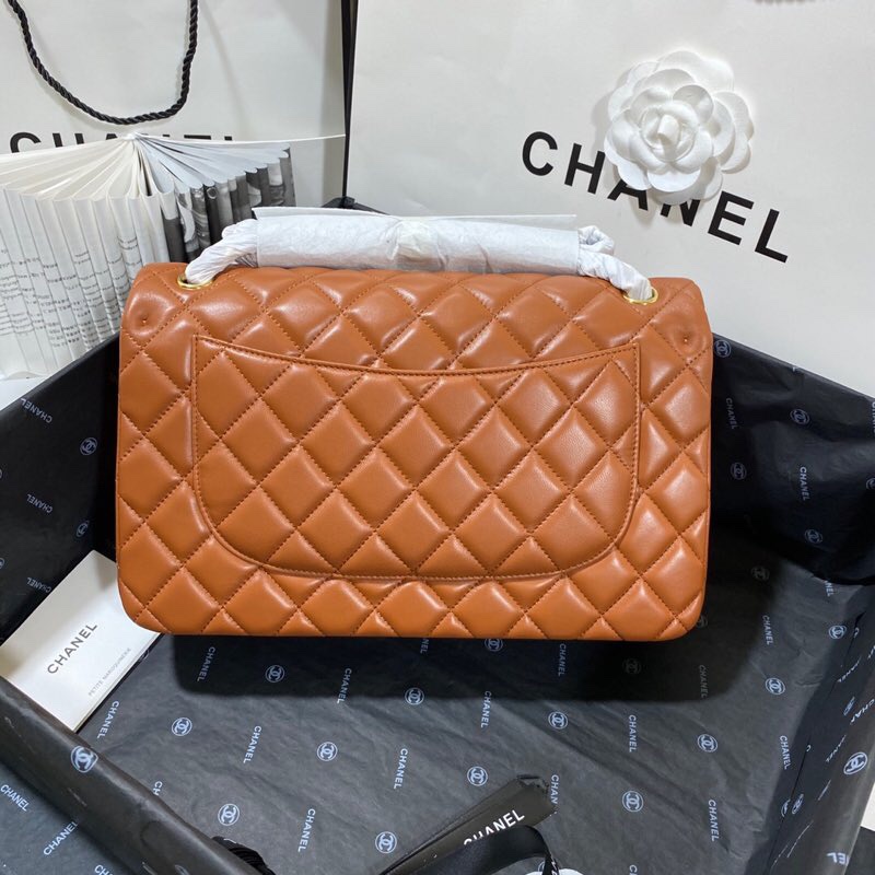 Ch**el Large Classic Handbag Gold Hardware Brown For Women, Women’s Handbags, Shoulder Bags 11.8in/30cm