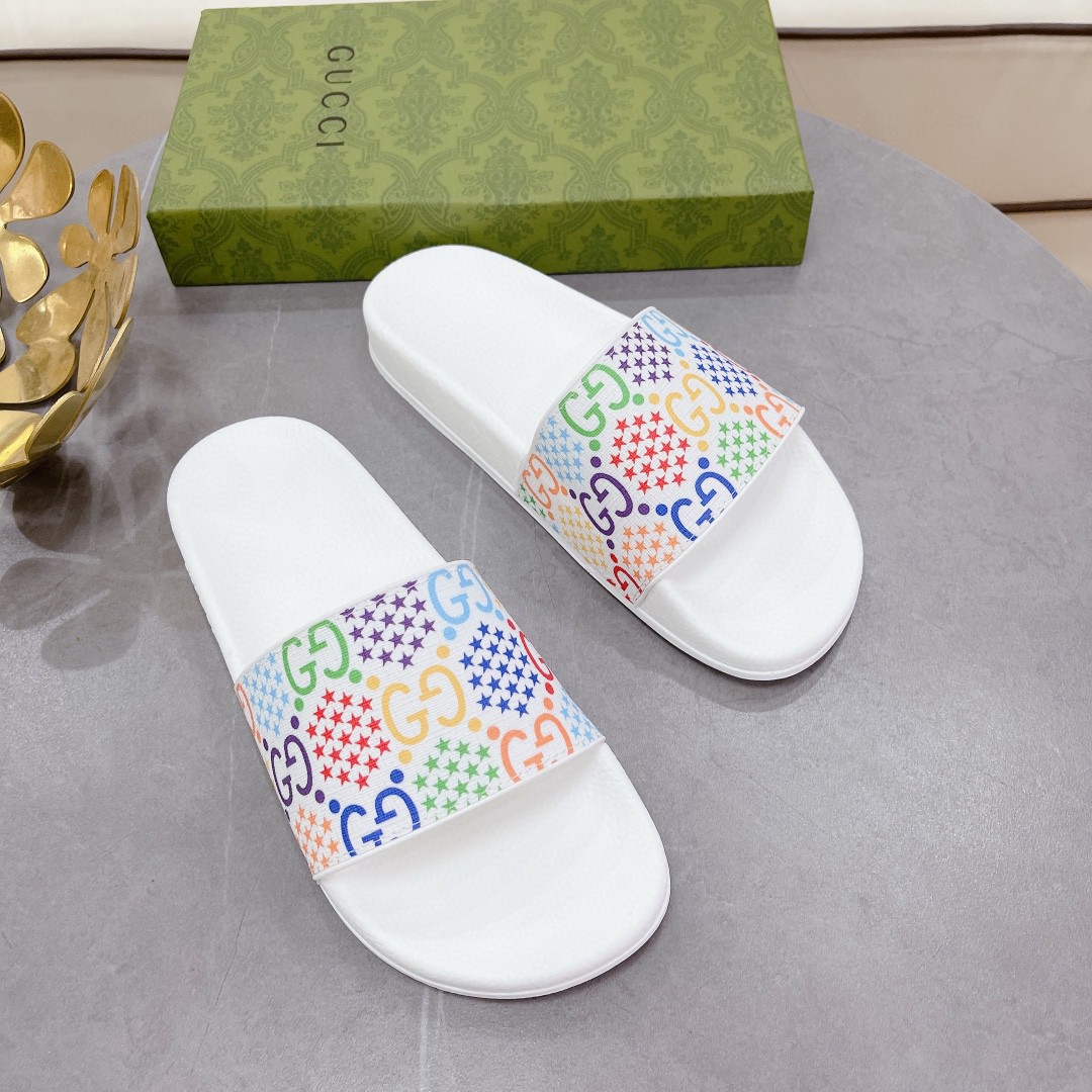 Gvc*1 Men’s GG Slide Sandal With Stars White For Men 407345