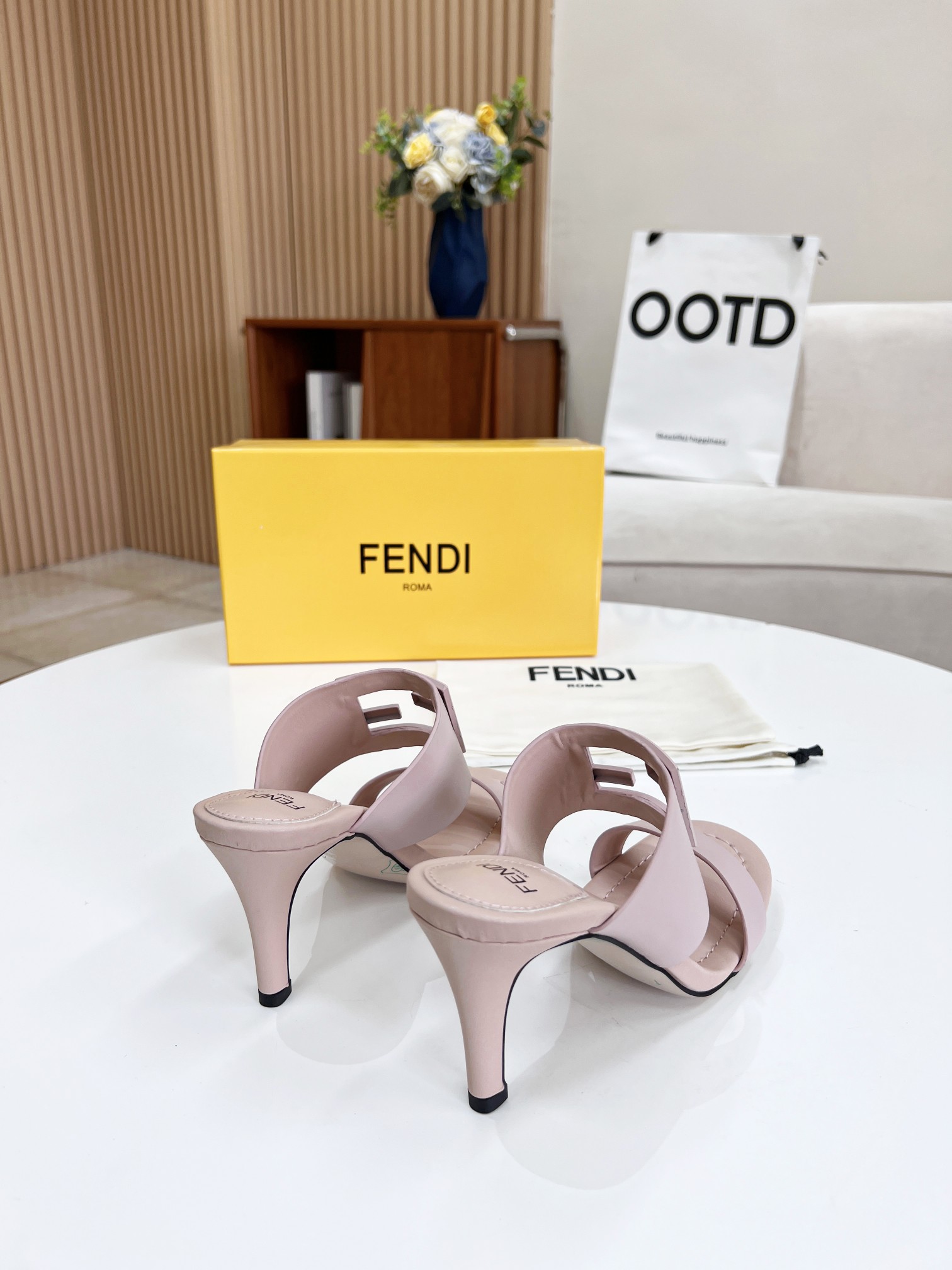 F**di Baguette Pink Heels For Women