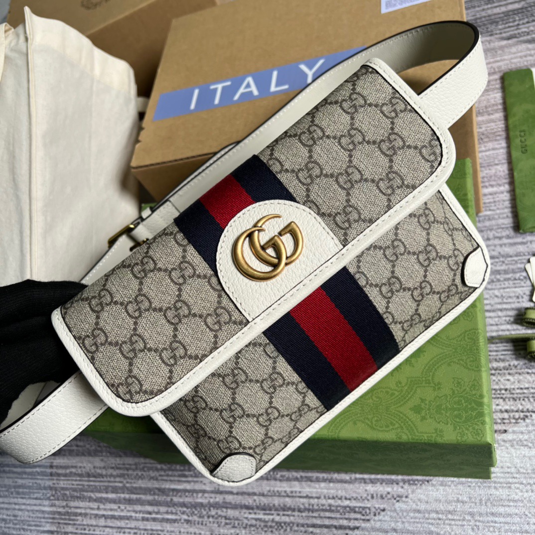 Gvc*1 Ophidia Belt Bag Beige And Ebony GG Svp*me Canvas, A Material With Low Environmental Impact For Men 8.7in/22cm GG 674081 96IWT 9794