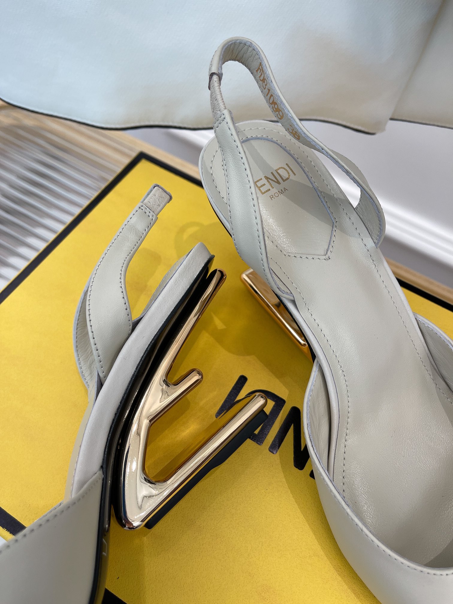 F**di First Grey High-Heeled Slingbacks For Women