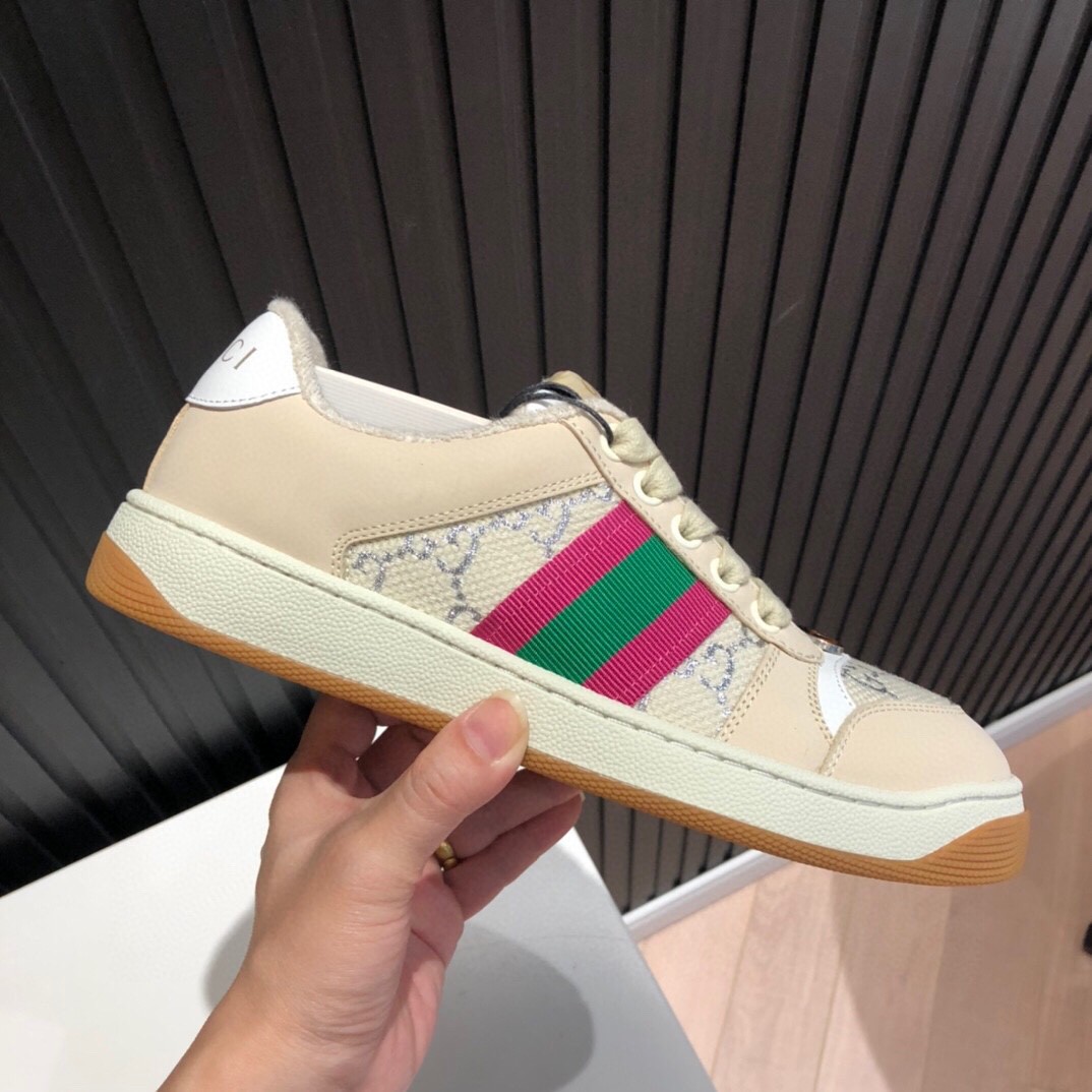 Gvc*1 Women’s Screener GG Low-Top Beige Pink Green For Women 546551