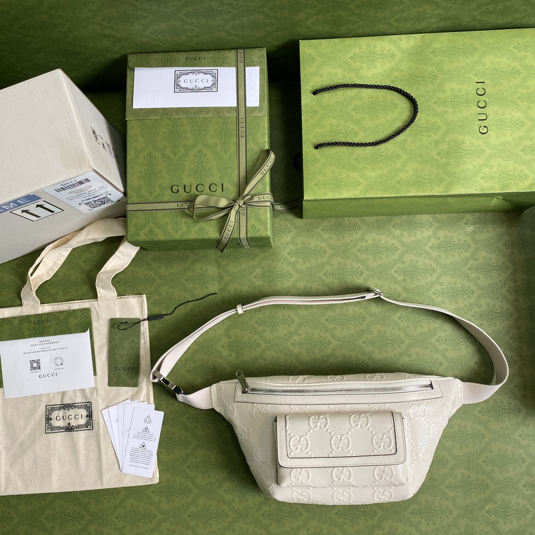 Gvc*1 GG Embossed Belt Bag White GG Embossed For Men  11in/28cm GG