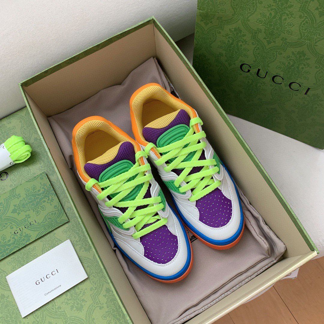 Gvc*1 Women’s Basket Sneaker White Green And Purple For Women 661310 2SH80 9062