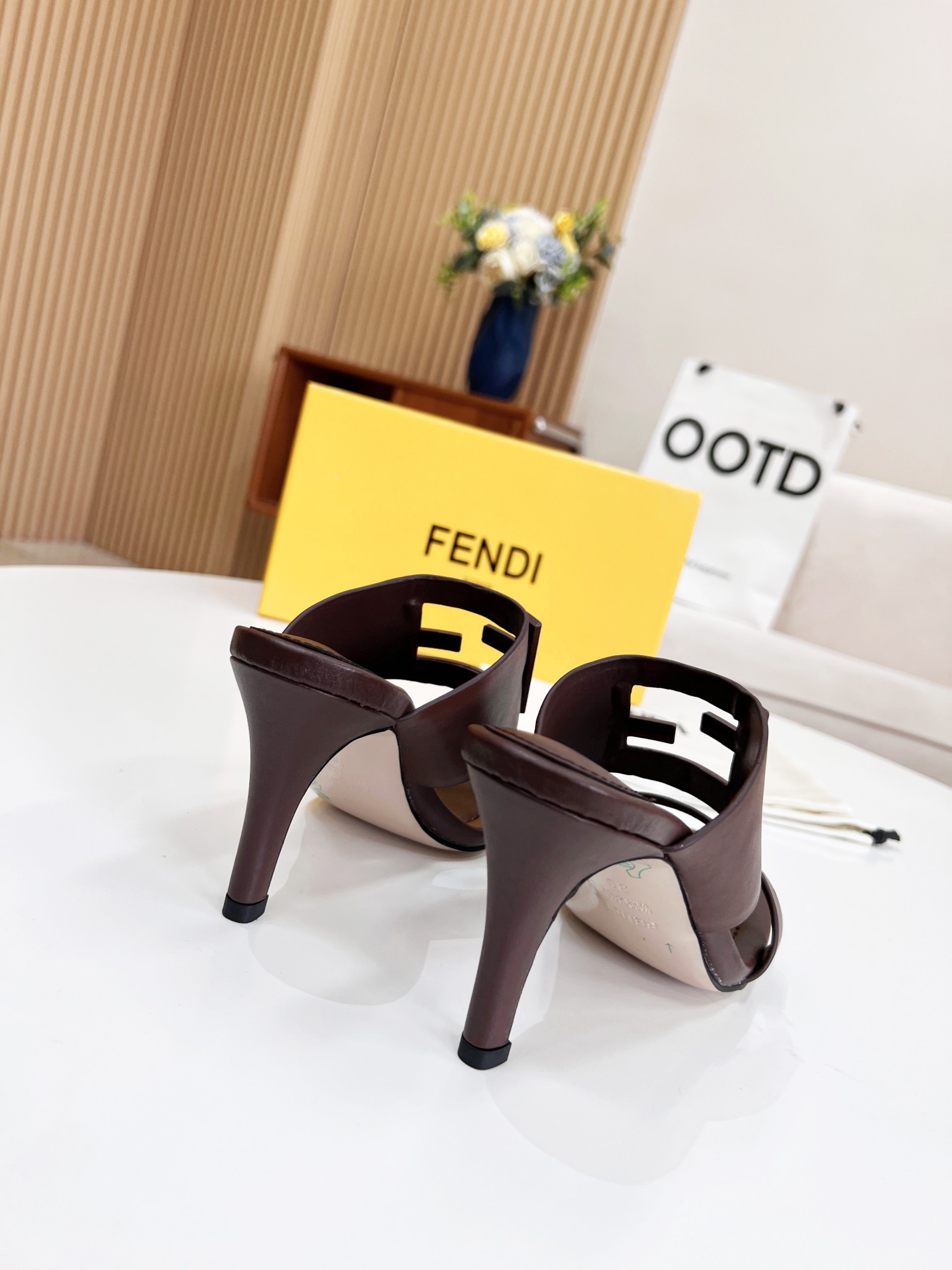 F**di Baguette Burgundy Heels For Women