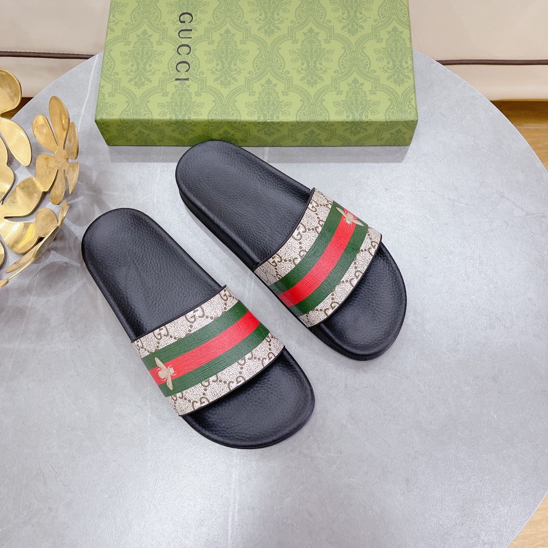 Gvc*1 Women’s GG Slide Sandal With Bee Web Black For Women 407345