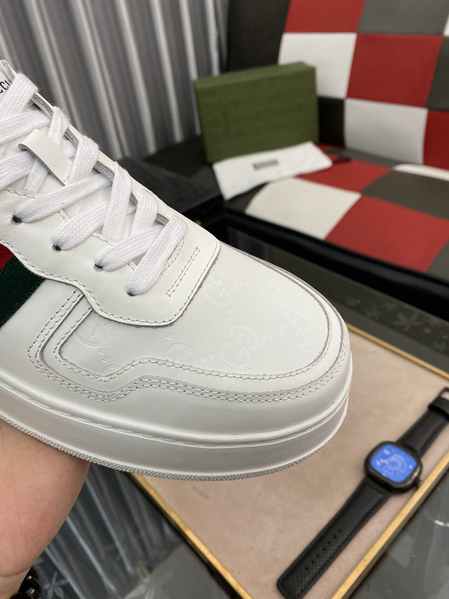 Gvc*1 Men’s GG Sneaker With Web White For Men 669582