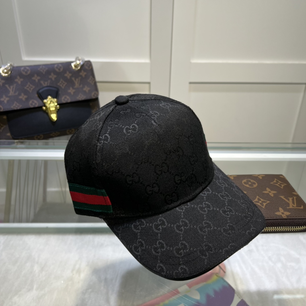 Gvc*1 Original GG Canvas Baseball Hat With Web Black GG Hat
