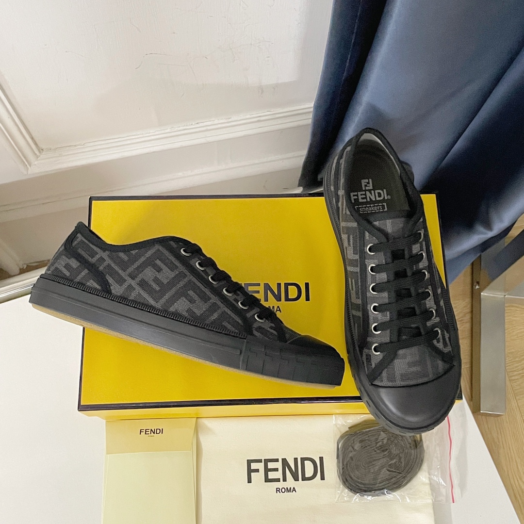 F**di Domino Black FF Fabric Low-Tops For Women
