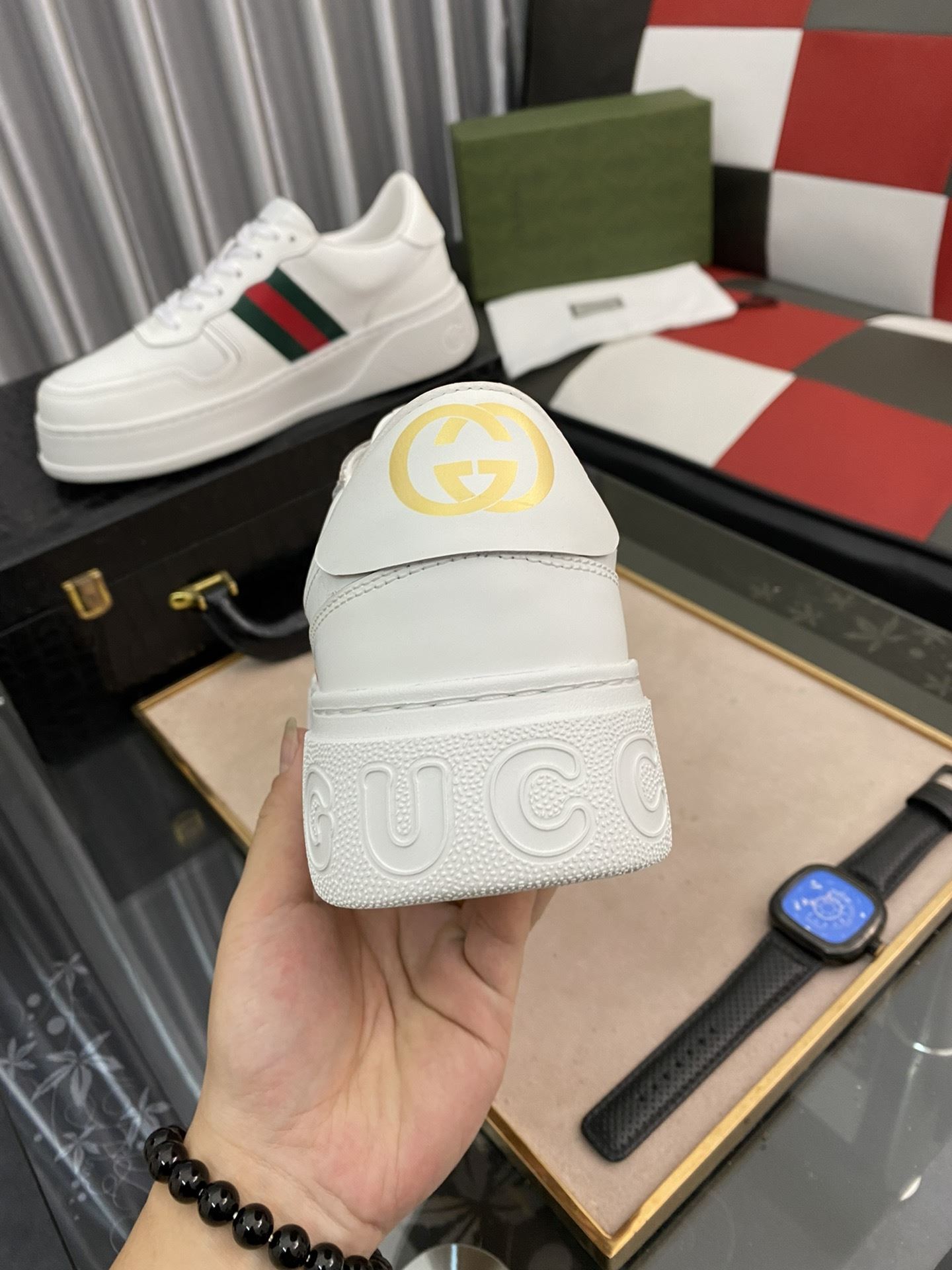 Gvc*1 Men’s GG Sneaker With Web White For Men 669582