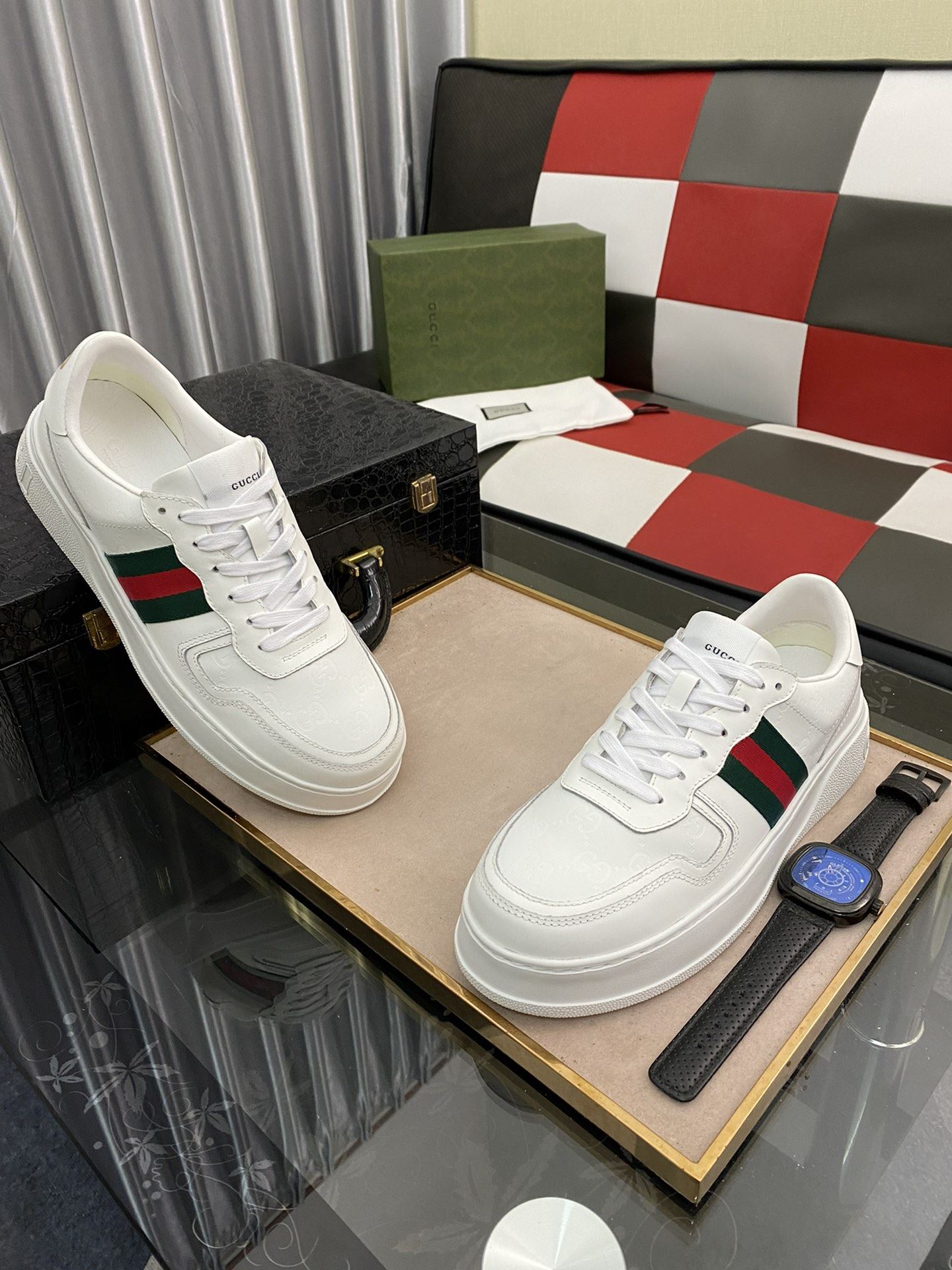 Gvc*1 Men’s GG Sneaker With Web White For Men 669582