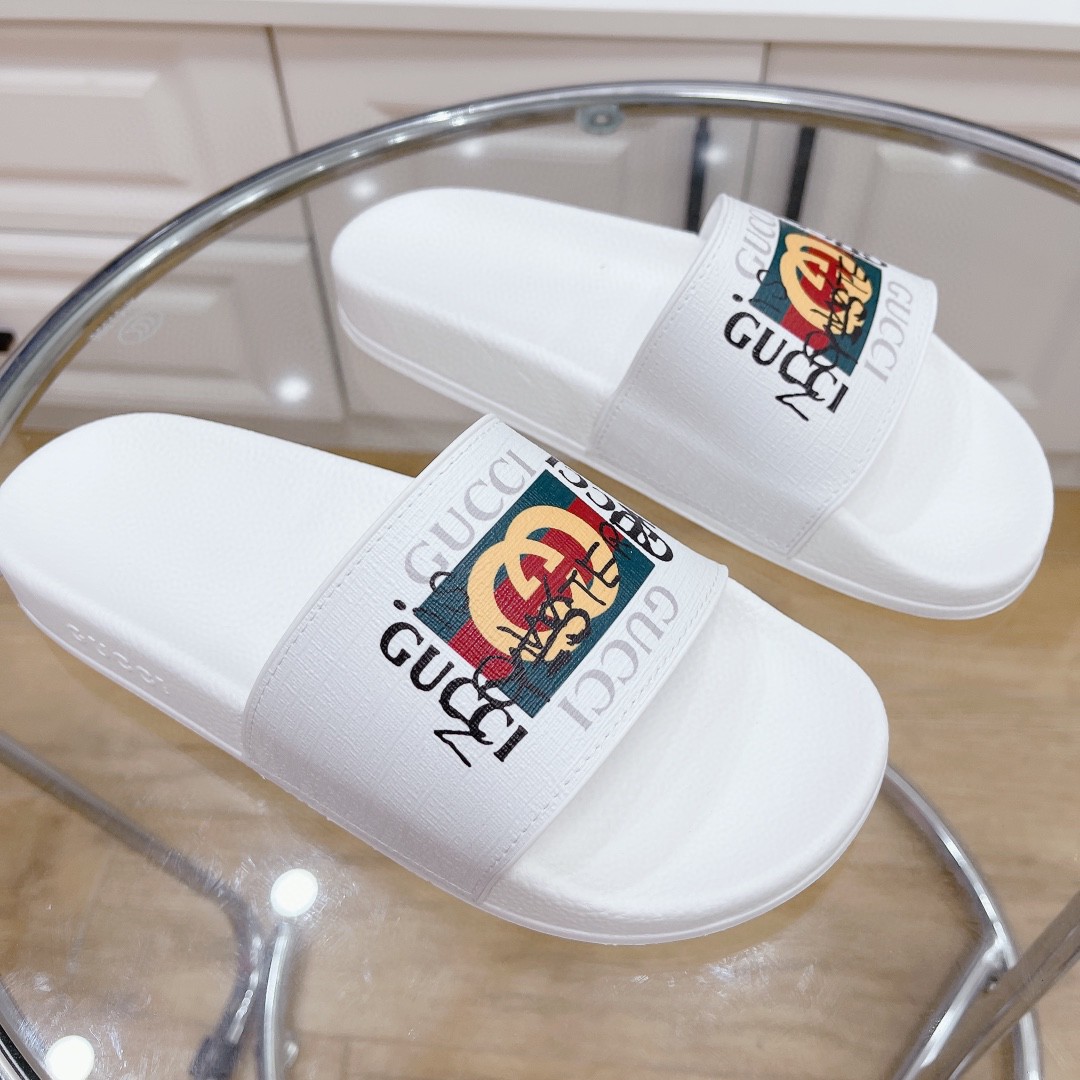 Gvc*1 Men’s Slide Sandal With GG Web White For Men 407345