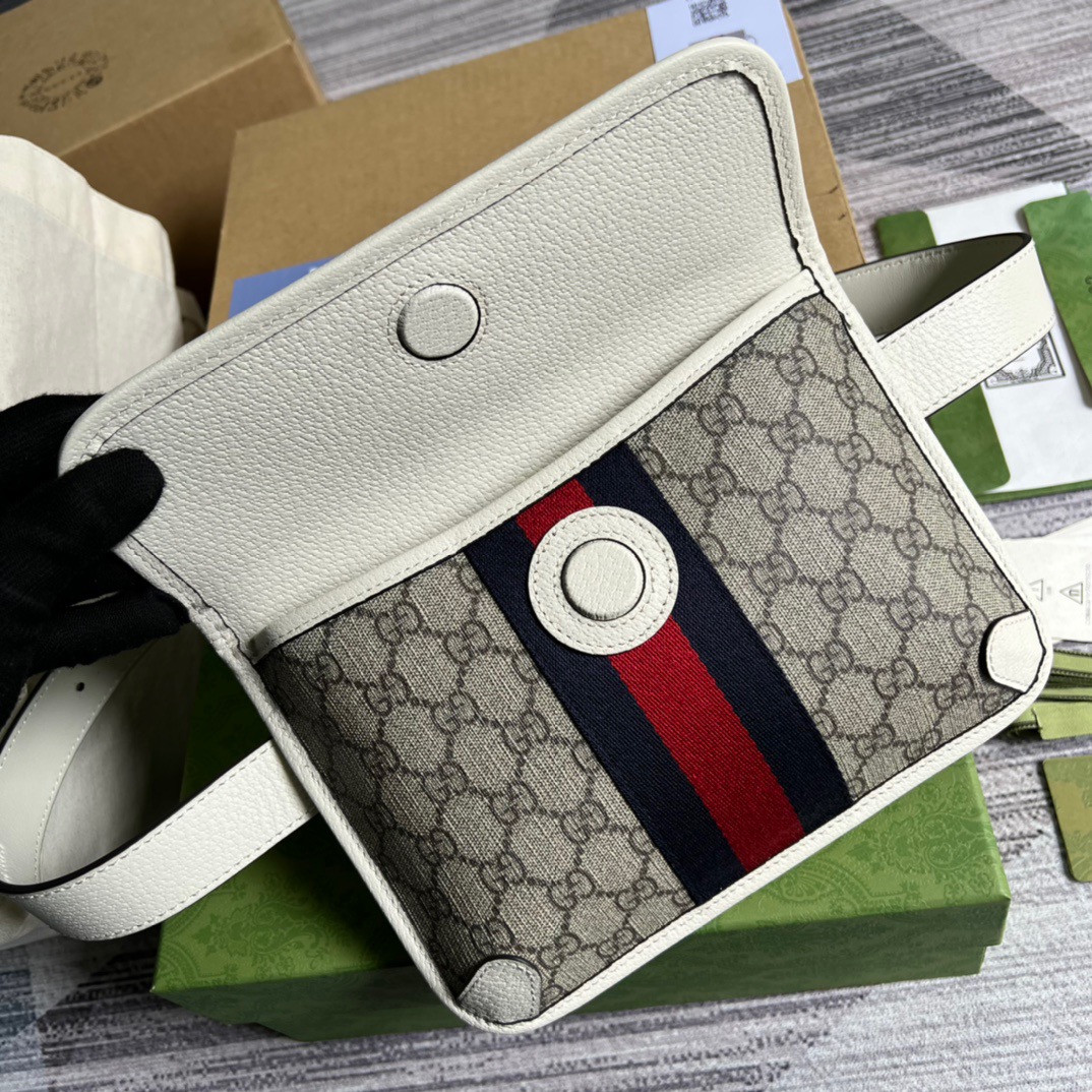 Gvc*1 Ophidia Belt Bag Beige And Ebony GG Svp*me Canvas, A Material With Low Environmental Impact For Men 8.7in/22cm GG 674081 96IWT 9794