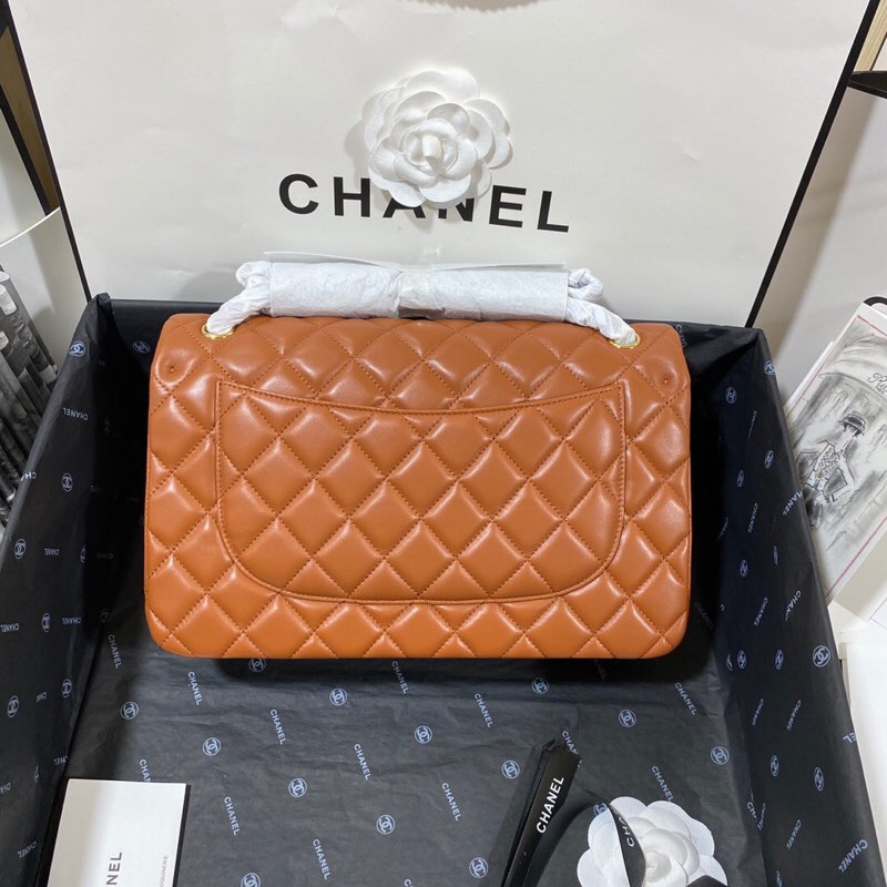 Ch**el Large Classic Handbag Gold Hardware Brown For Women, Women’s Handbags, Shoulder Bags 11.8in/30cm