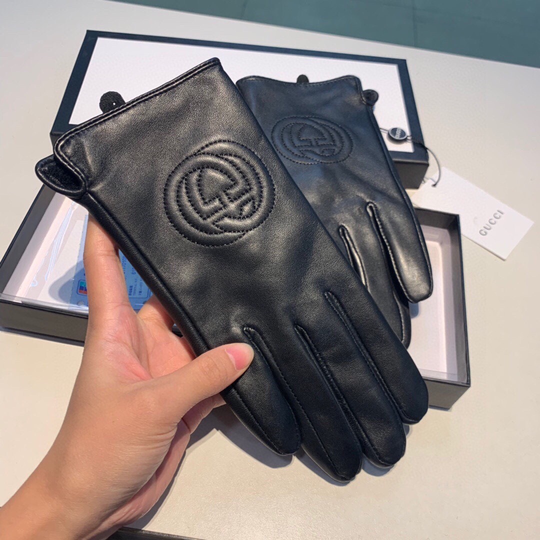 Gvc*1 Gloves With Signature Double G Motif In Black