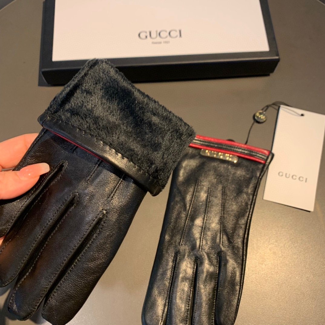 Gvc*1 Gloves With Signature Double G Motif In Black
