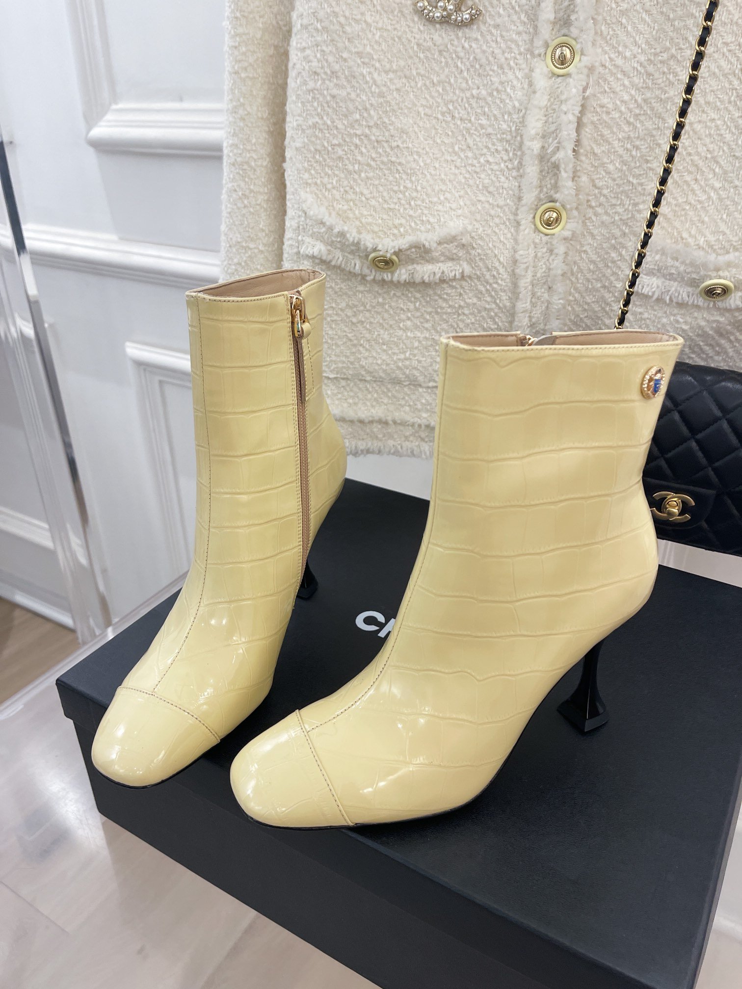 Ch**el Women’s Short Boots Beige For Women
