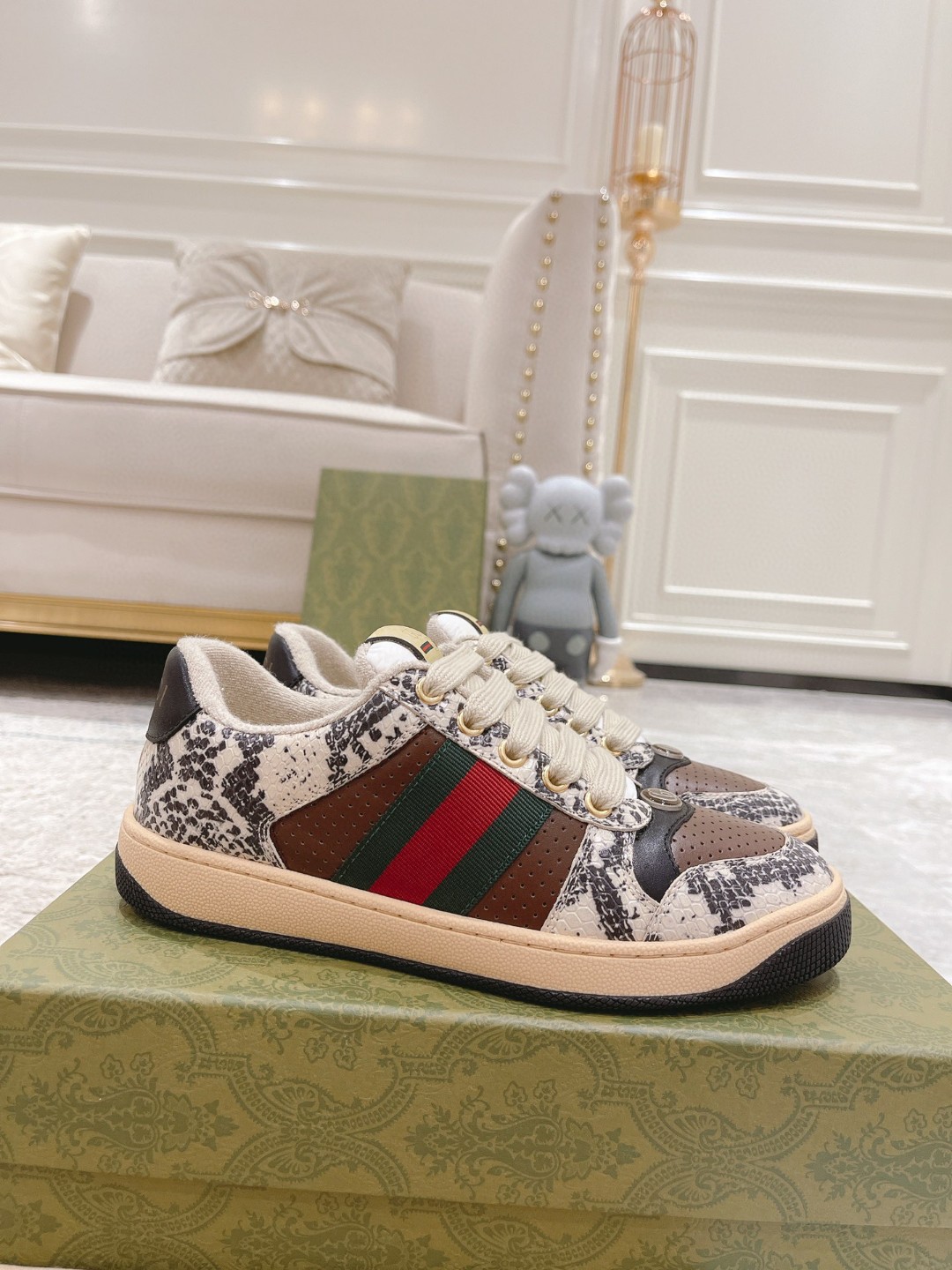 Gvc*1 Screener Python-Effect Beige For Men GG Shoes 1496599