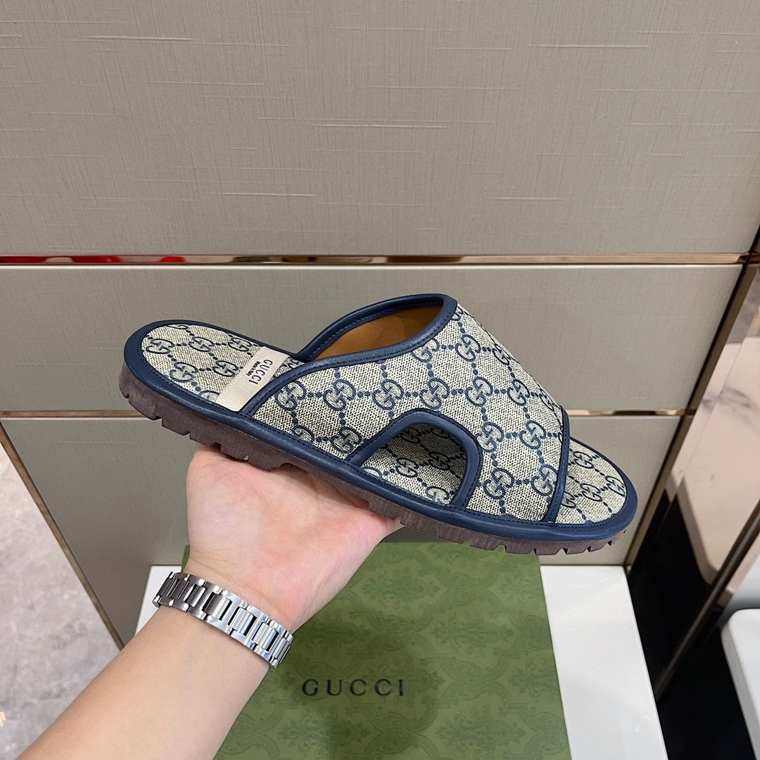 Gvc*1 Men’s GG Svp*me Slide Sandal Blue And Beige For Men ‎624879