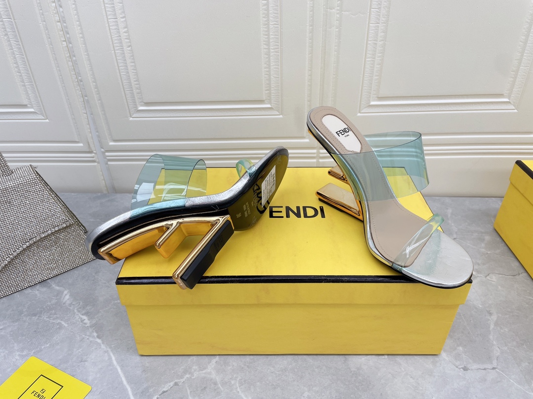 F**di First Blue Transparent High-Heeled Sandals For Women