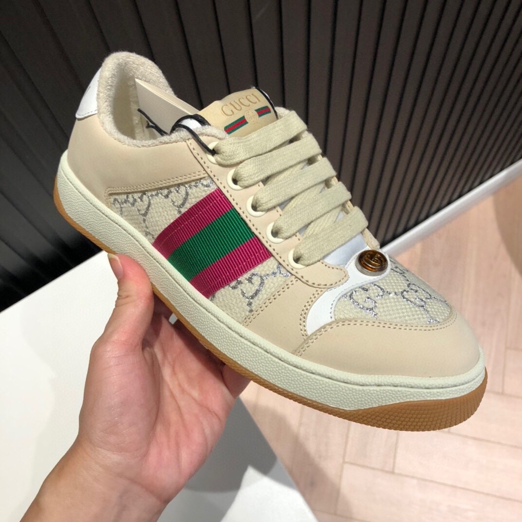 Gvc*1 Women’s Screener GG Low-Top Beige Pink Green For Women 546551
