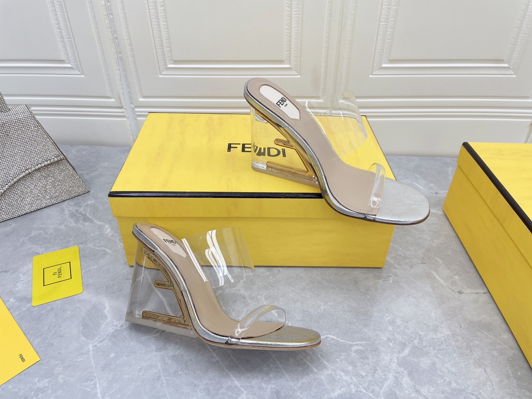 F**di First White Transparent High-Heeled Sandals For Women