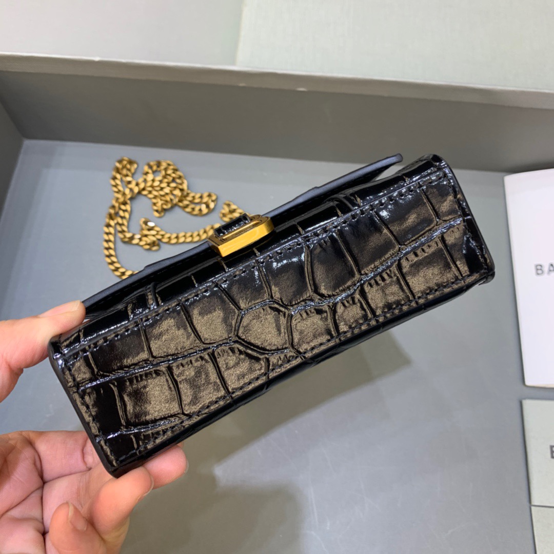 Ba1en*iaga Hourglass Mini Handbag With Chain In Black, For Women, Women’s Bags 4.7in/12cm